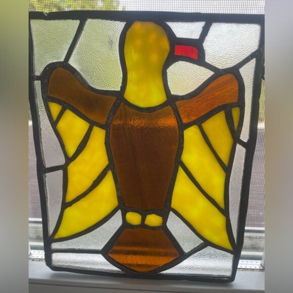 Stained Glass Bird Window Hanging Dove Eagle 8.5” x 6.5” Sun Catcher - Picture 2 of 5